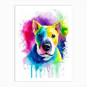 Miniature Bull Terrier Rainbow Oil Painting Dog Art Print