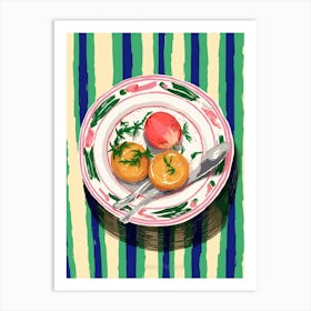 A Plate Of Eggplant, Top View Food Illustration 2 Art Print