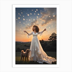 Woman In A White Dress Art Print