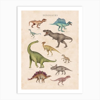 Vintage Dinosaurs Art Print