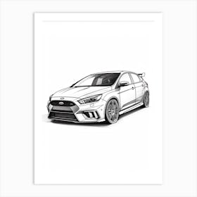 Ford Focus Rs Line Drawing 1 Art Print