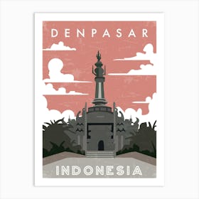 Denpasar, Indonesia — Retro travel minimalist poster Art Print