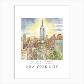 United States, New York City Storybook 1 Travel Poster Watercolour Art Print