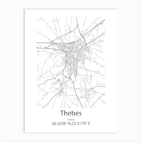 Thebes,Greece Minimalist Map Art Print