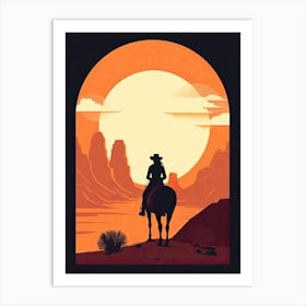 Minimalist Cowgirl Desert Sunset 4 Art Print