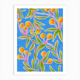 Oranges On Blue Art Print