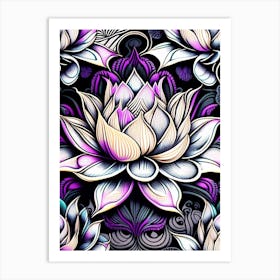 Lotus Flower Repeat Pattern Graffiti 5 Art Print
