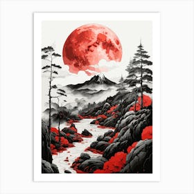 Mystical Japan Mountain Forest Art Print