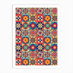 Azulejo - vector tiles, Portuguese tiles, Mexican Tile Pattern 1 Art Print