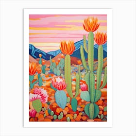 Cactus In The Desert Painting Trichocereus 3 Art Print