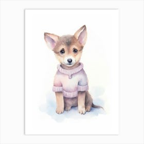 Baby Animal Watercolour Wolf 2 Art Print