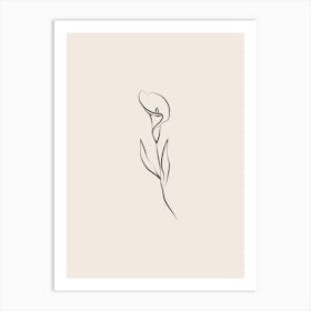 Line Art Flower 3 - Cream Art Print