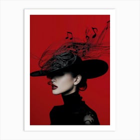 Hat And Music Notes Art Print