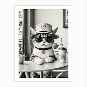 Cat Cafe Por Favor Funny Illustration Kids Kitchen Gift Art Print (4) Art Print