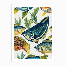 Grouper Vintage Graphic Watercolour Art Print