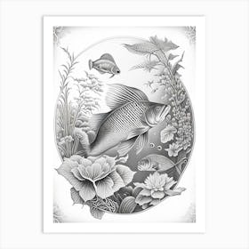 Tancho Koi Fish 1, Haeckel Style Illustastration Art Print