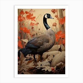 Dark And Moody Botanical Canada Goose 1 Art Print