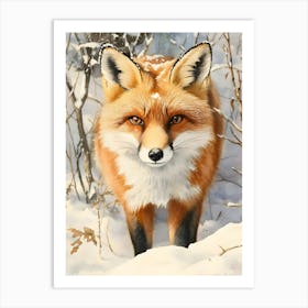 Fox In The Snow 2 Art Print