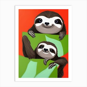 Cute Sloth Kawaii Illustration Art Print