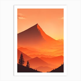 Misty Mountains Vertical Composition In Orange Tone 262 Art Print