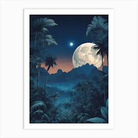 Full Moon In The Jungle 12 Art Print