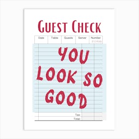 Guest Check 11 Art Print