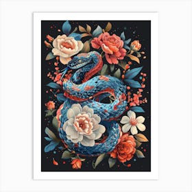 Snakes And Flowers Art Print