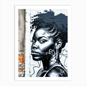 Graffiti Mural Of Beautiful Black Woman 77 Art Print