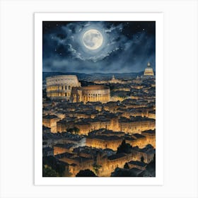 The Colosseum's Moonlit Spectacle Art Print