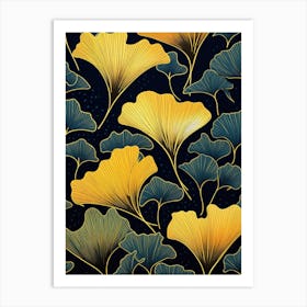 Ginkgo Leaves Seamless Pattern 2 Art Print