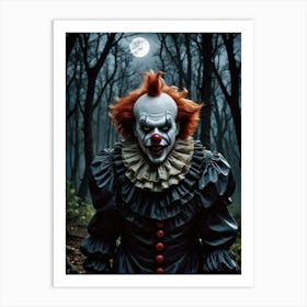 The Painted Grin Beneath the Moon Freaky Clown Art Print