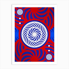 Geometric Abstract Glyph in White on Red and Blue Array n.0056 Art Print