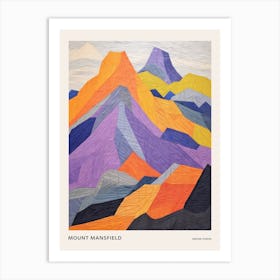 Mount Mansfield 2 Colourful Mountain Illustration Poster Art Print