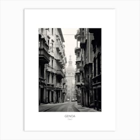 Poster Of Genoa, Italy, Black And White Photo 1 Art Print