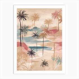 Boho Palm Trees and beach Art Print