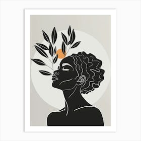 African Woman With Leaves 2 Art Print