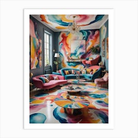 Gravity-Free Comfort Colorful Living Room Art Print