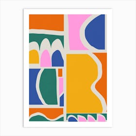 Modern Abstract Geometric Shapes in Bold Primary Colors Art Print