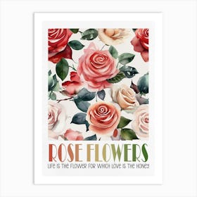 Rose Flowers 1 Art Print