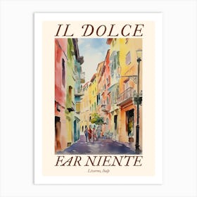 Il Dolce Far Niente Livorno, Italy Watercolour Streets 2 Poster Art Print