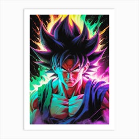 Goku Dragon Ball Z Neon Iridescent (2) Art Print