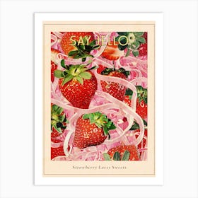Strawberry Laces Candy Sweets Retro Collage 2 Poster Art Print
