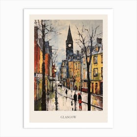 Vintage Winter Painting Poster Glasgow United Kingdom Art Print