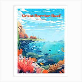 Great Barrier Reef Australia Coral Sea Travel Art Art Print