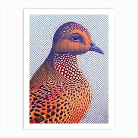 Partridge Pointillism Bird Art Print