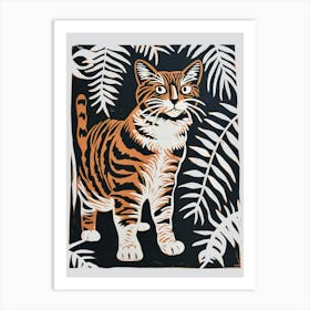 Balinese Cat Linocut Blockprint 3 Art Print