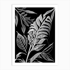 Willow Leaf Linocut 1 Art Print