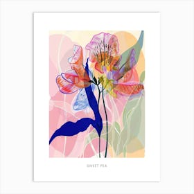 Colourful Flower Illustration Poster Sweet Pea 1 Art Print