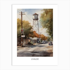 Uvalde Watercolor 4travel Poster Art Print