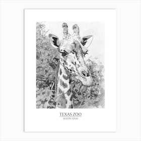 Zoo Austin Texas Black And White Drawing 4 Poster Art Print